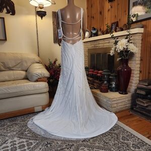 Open-Back White Beaded Bridal Gown